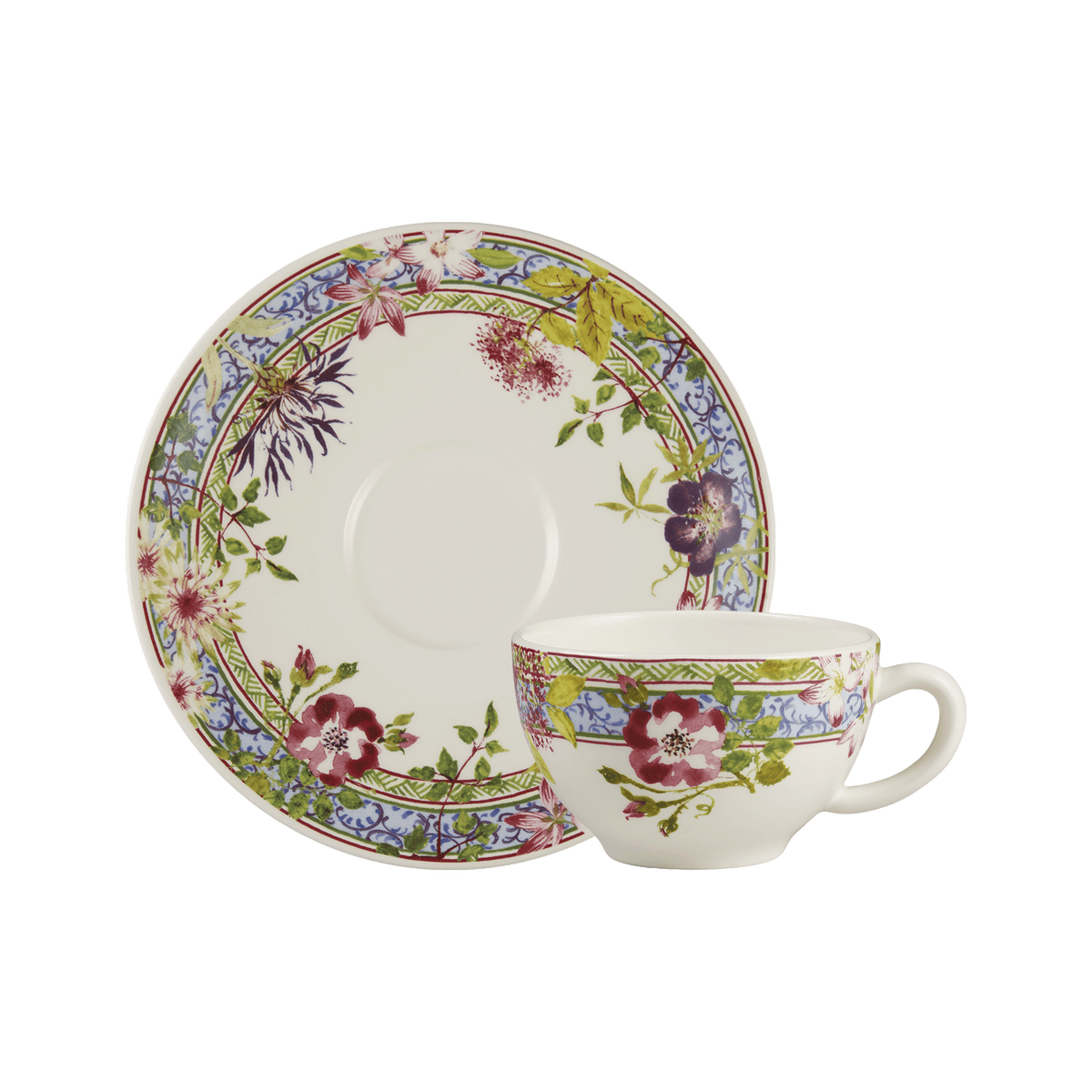 Set of 2 breakfast cups & saucers - Millefleurs – FAÏENCERIE DE GIEN