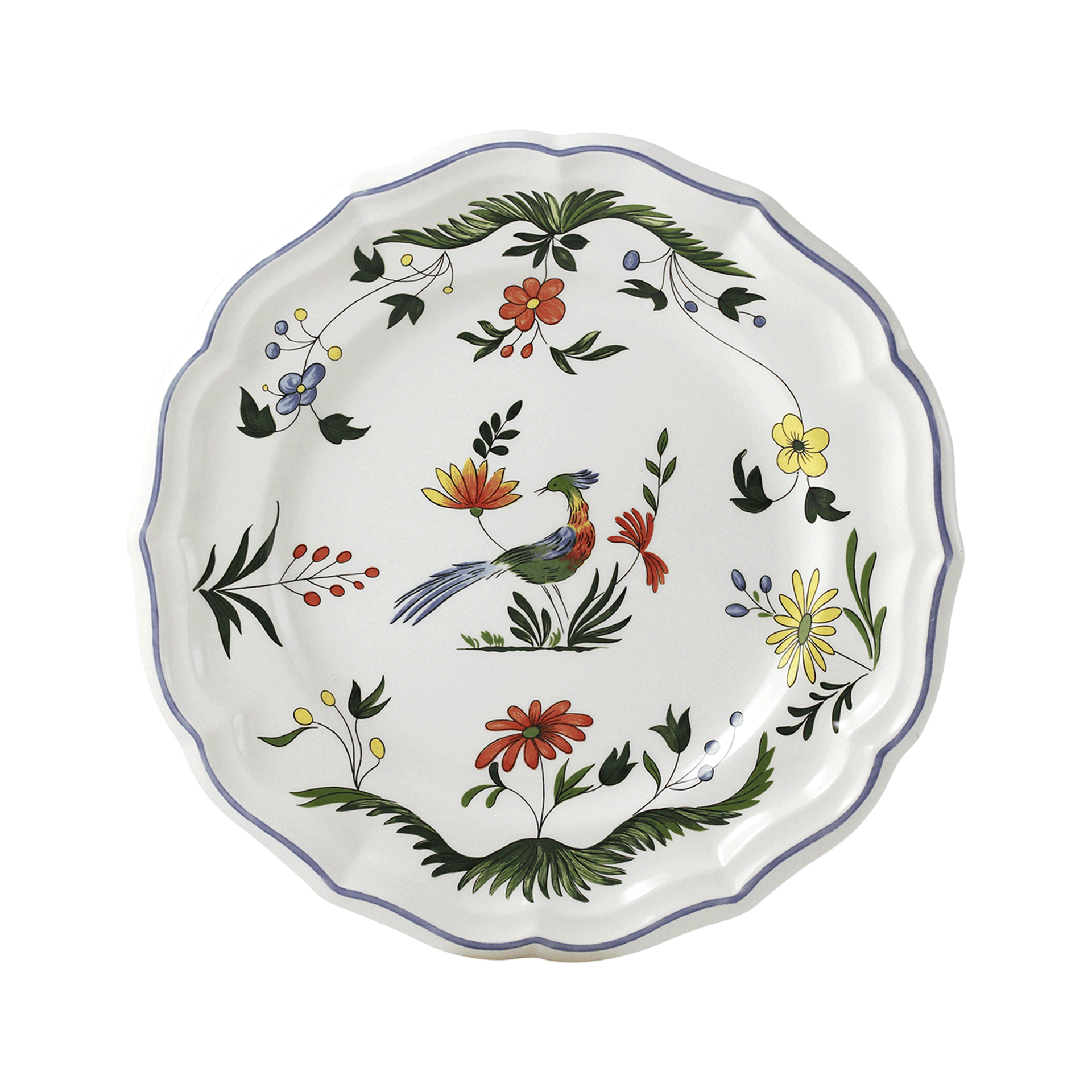 Set of 4 dinner plates - Oiseaux de Paradis – FAÏENCERIE DE GIEN