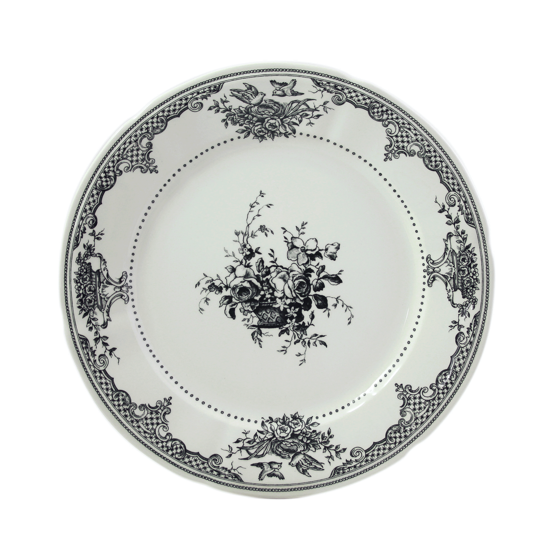Set of 4 dinner plates Fleurs - Les Dépareillées green
