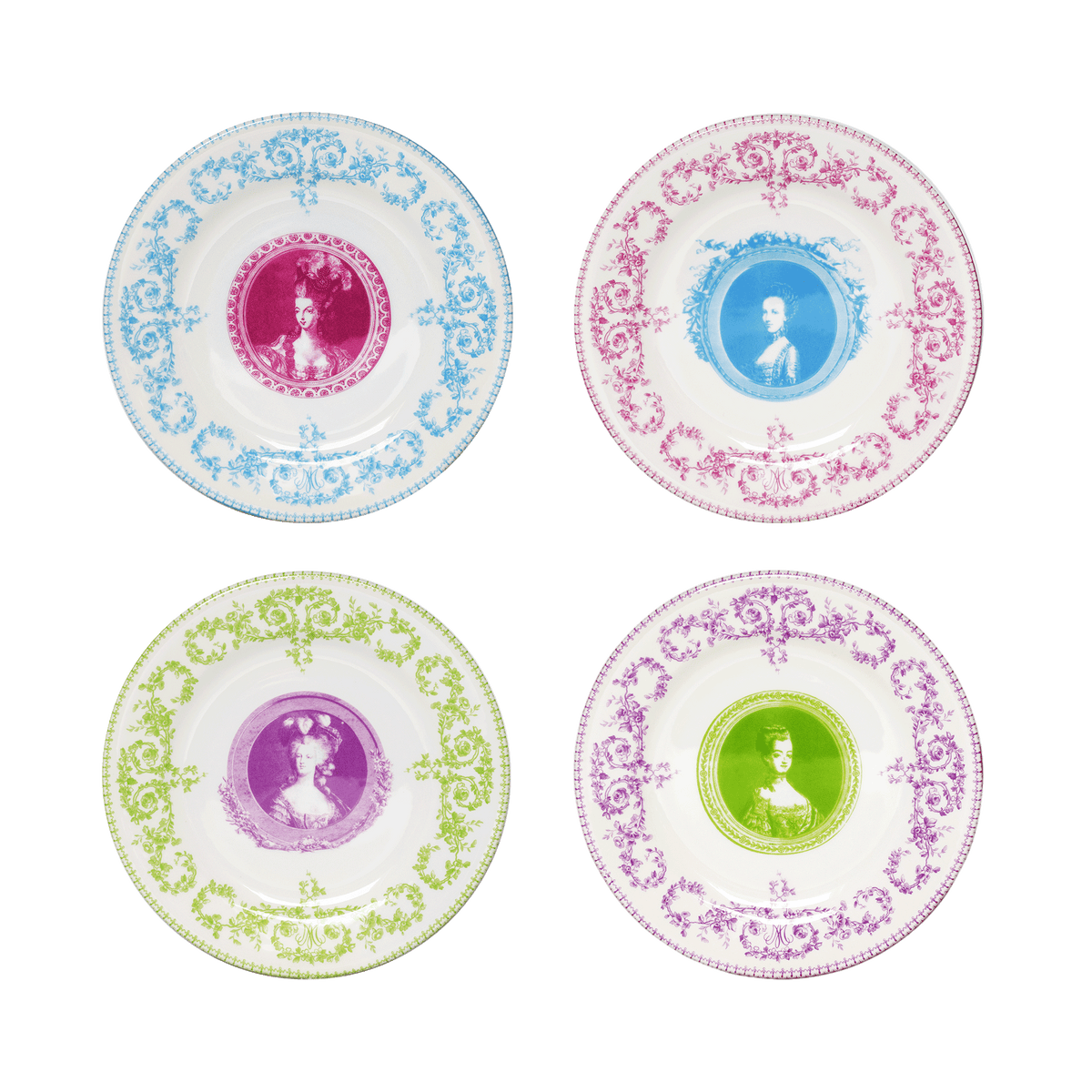 Set of 4 assorted dessert plates - Marie Antoinette – FAÏENCERIE