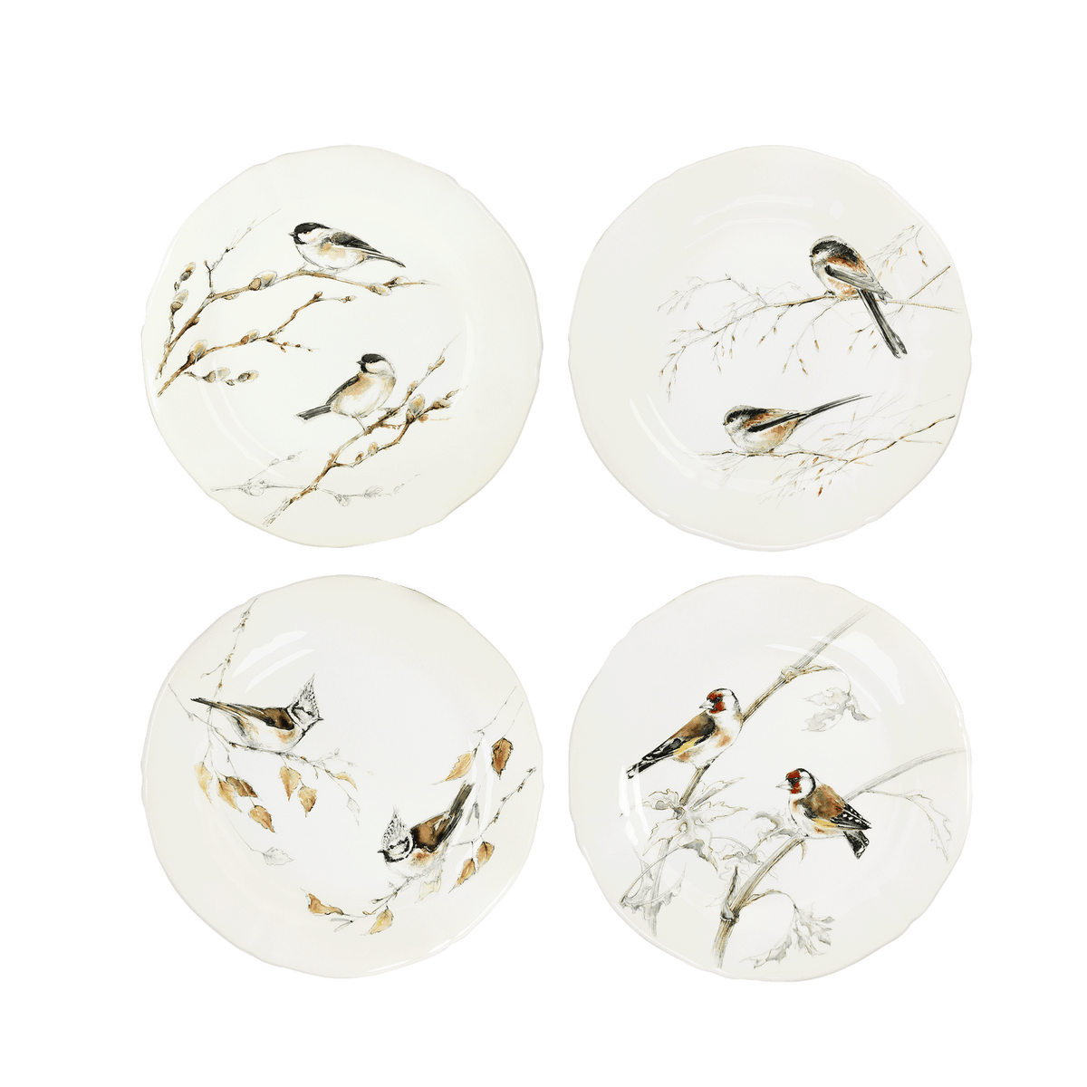 Coffret de 4 assiettes dessert assorties - Les oiseaux de la forêt ...