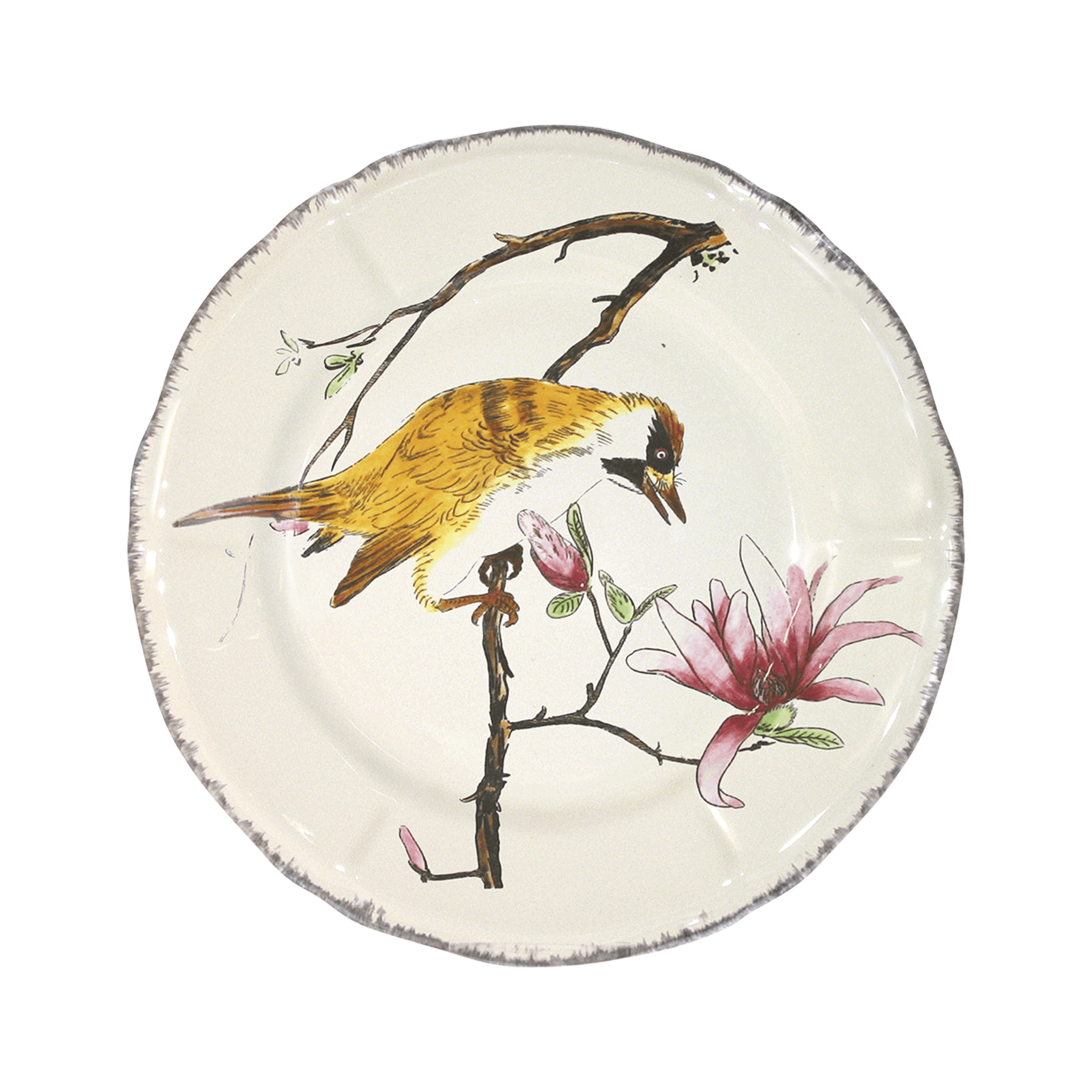 gien les grands oiseauxフェリックスブラックモン絵 Assiette plate pivert - Grands Oiseaux – FAÏENCERIE DE GIEN