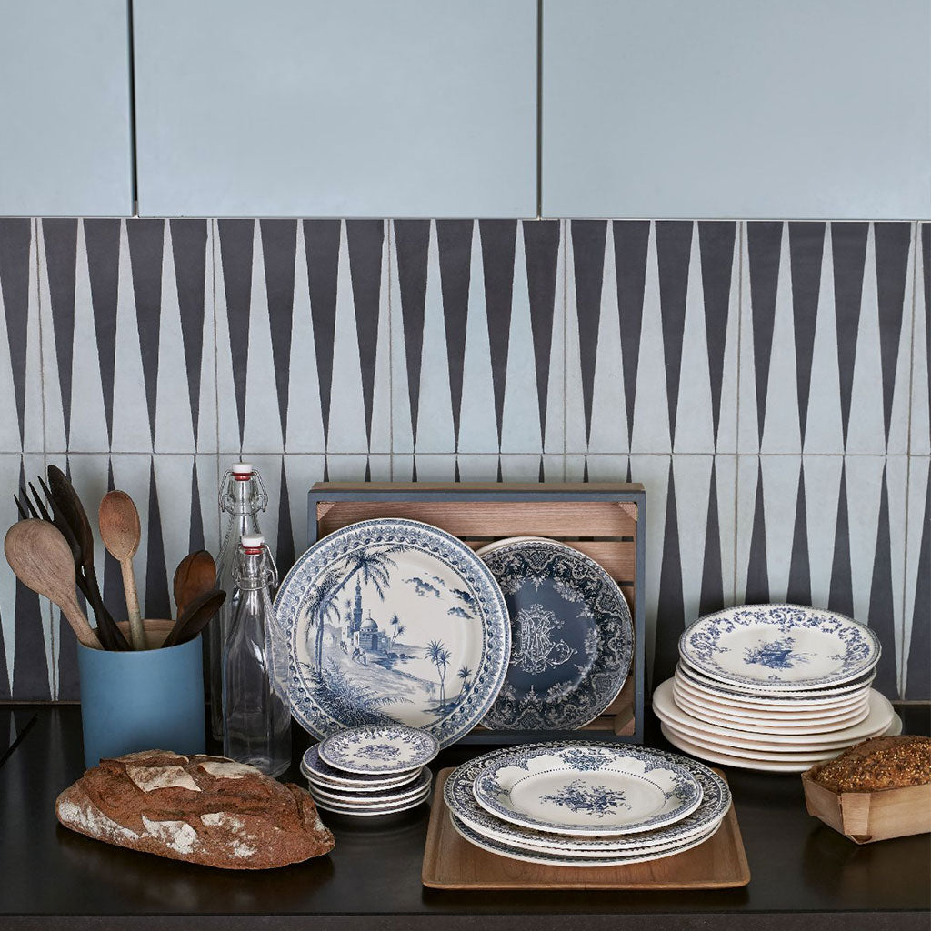 Coffret de 4 assiettes plates Oiseau - Les Dépareillées bleu