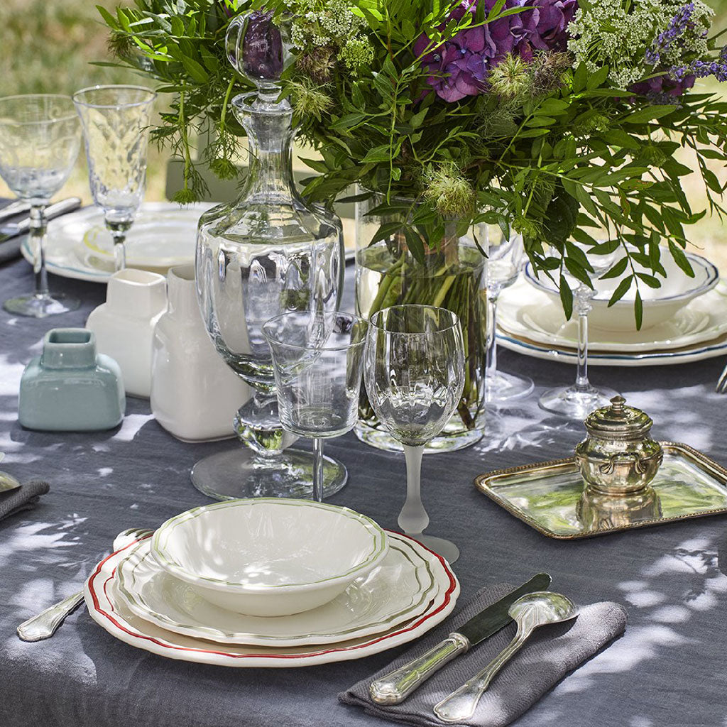 Set of 4 dessert plates - Filet Green – FAÏENCERIE DE GIEN