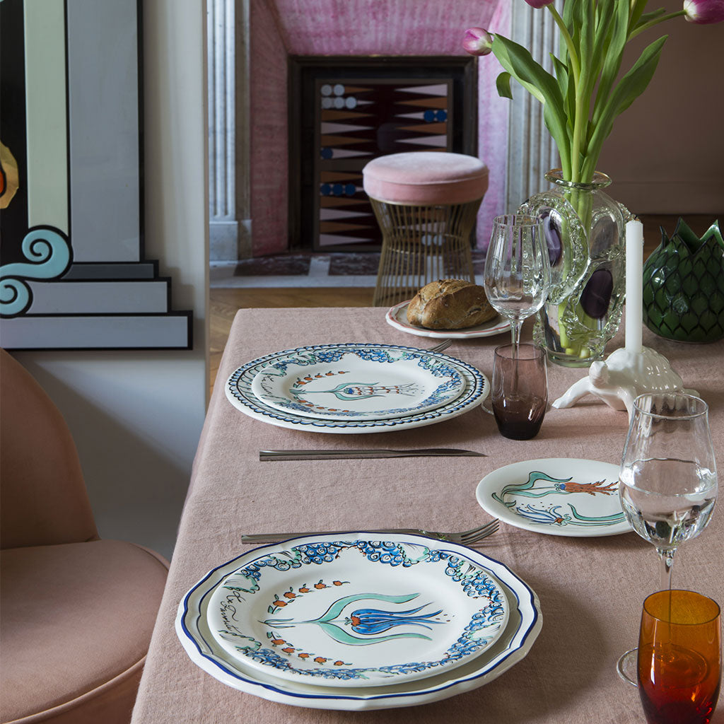 Set of 4 dinner plates - Filet Blue – FAÏENCERIE DE GIEN