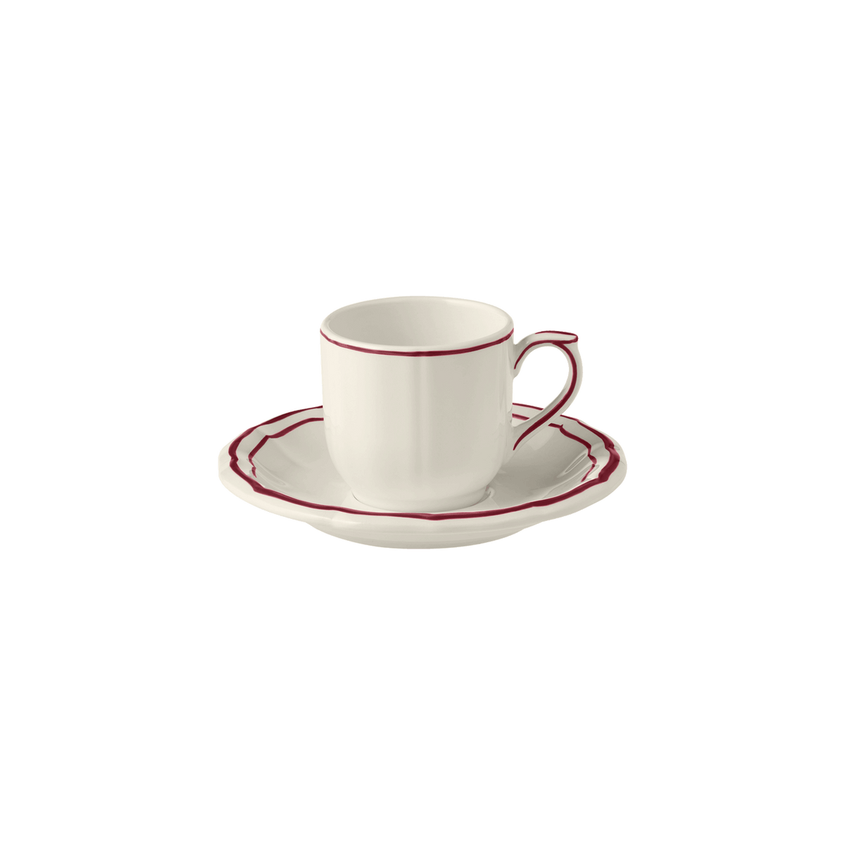 Coffret de 2 tasses & soucoupes à café - Filet Bordeaux