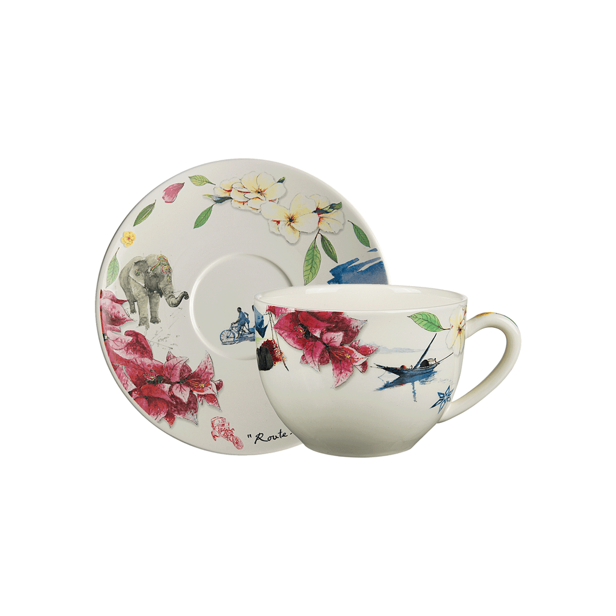 Jumbo cup & saucer - Route des Indes – FAÏENCERIE DE GIEN