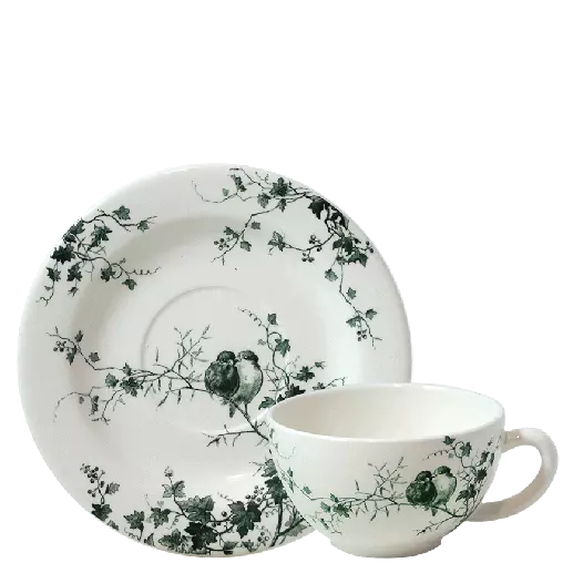 2 tasses et soucoupes à déjeuner Les Oiseaux - Faïencerie de Gien