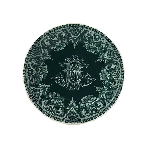 Coffret de 4 assiettes dessert monogramme - Les dépareillées vert 