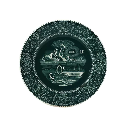 Coffret de 4 assiettes dessert rébus - Les dépareillées vert 