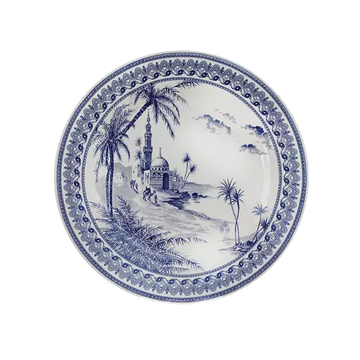 Coffret de 4 assiettes dessert vues d'Orient - Les dépareillées bleu