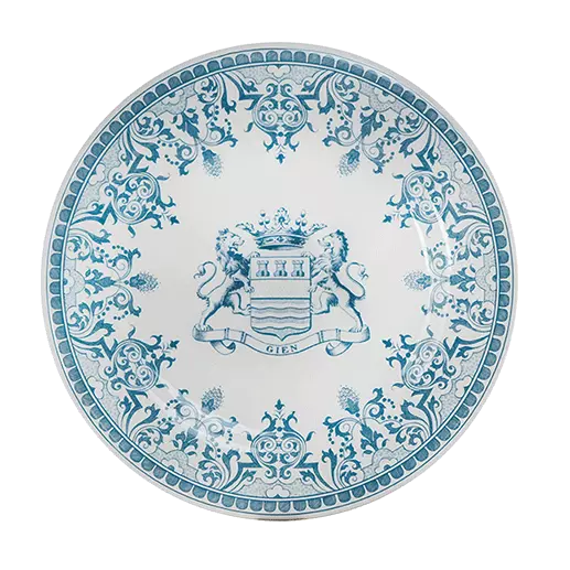 Coffret de 4 assiettes plates blason - Les dépareillées bleu 