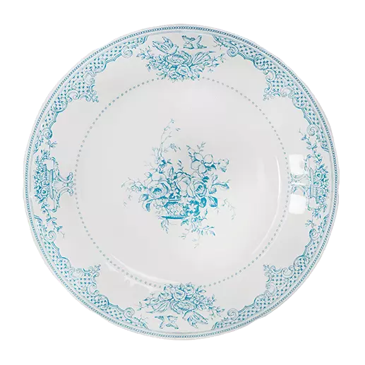 Coffret de 4 assiettes plates fleurs - Les dépareillées bleu