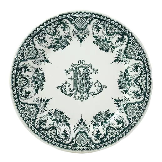 Coffret de 4 assiettes plates monogramme - Les dépareillées vert 