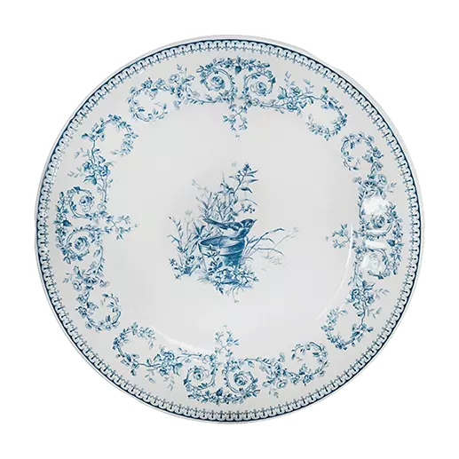 Coffret de 4 assiettes plates oiseau - Les dépareillées bleu