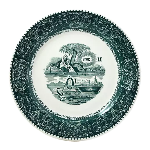 Coffret de 4 assiettes plates rébus - Les dépareillées vert 