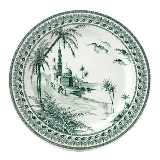 Coffret de 4 assiettes plates vues d'Orient - Les dépareillées vert 