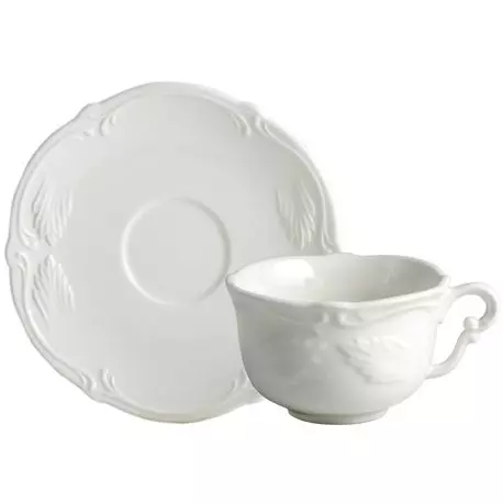 Coffret de 2 tasses & soucoupes à thé - Rocaille blanc