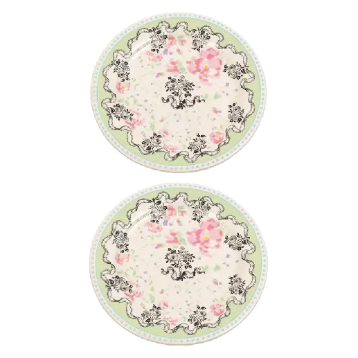 Coffret 2 assiettes mignardises - Pompadour - Ø 12,8 cm