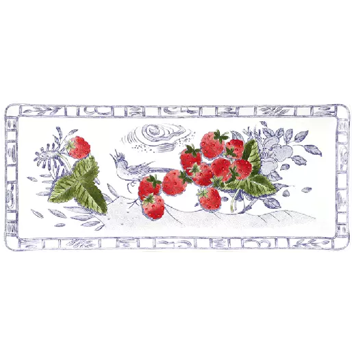 Plat à cake - Oiseau bleu fruit