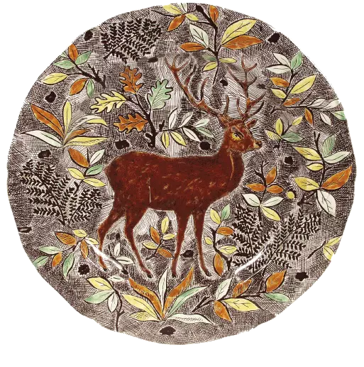 Round flat Dish Deer - Rambouillet