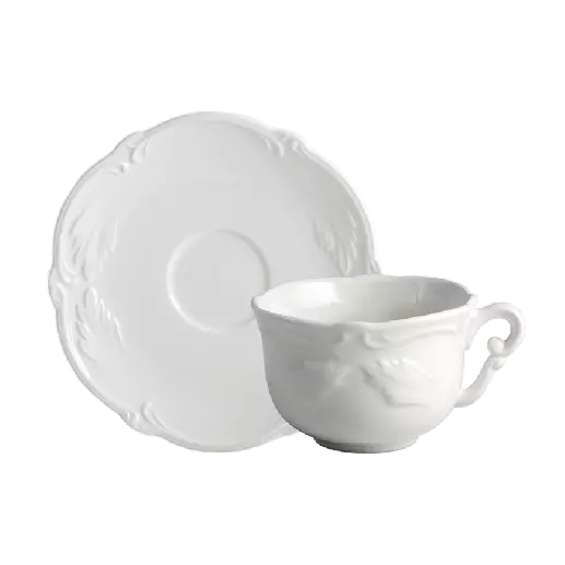 Coffret de 2 tasses & soucoupes à déjeuner - Rocaille blanc 