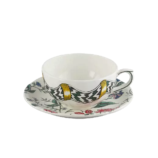 Tasse et soucoupe à déjeuner - Dominoté - 30 cl. Ø 18 cm