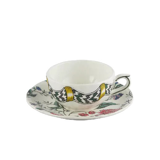 Tasse et soucoupe à thé - Dominoté - 13 cl. Ø 15,3 cm