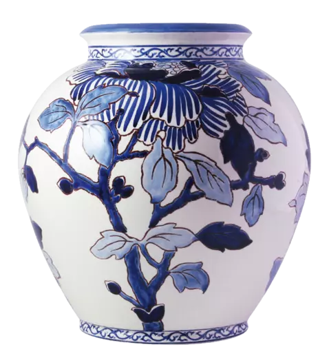 Vase Crémone - Pivoines bleues -  Ø 36.5 cm