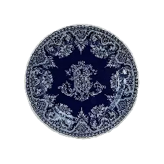 Coffret de 4 assiettes dessert monogramme - Les dépareillées bleu