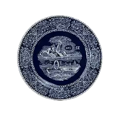 Box of 4 dessert plates rébus - Les dépareillées blue