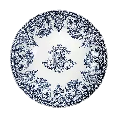 Coffret de 4 assiettes plates monogramme - Les dépareillées bleu