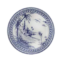 Coffret de 4 assiettes plates vues d'Orient - Les dépareillées bleu