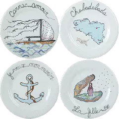 Box of 4 dessert plates assorted - La prestic ouiston