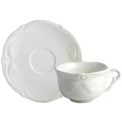 Coffret de 2 tasses & soucoupes à thé - Rocaille blanc