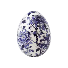 Oeuf grand modèle - Pivoines Bleues