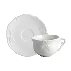 Coffret de 2 tasses & soucoupes à déjeuner - Rocaille blanc 