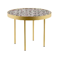 Table basse - Dominoté roses - doré