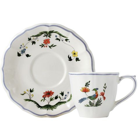Box of 2 Us tea cups & saucers - Oiseaux de paradis