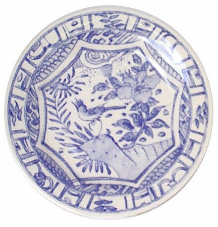 Box of 4 dinner plates - Oiseau bleu