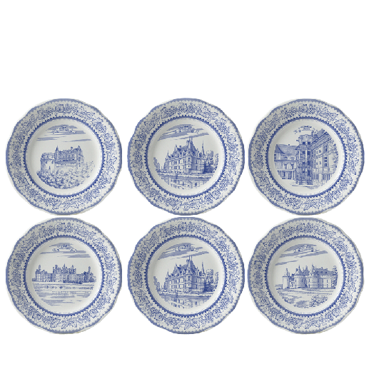 Coffret de 6 assiettes dessert assorties - Châteaux de la Loire