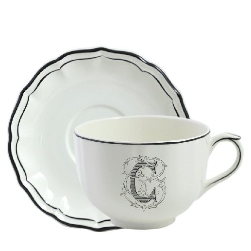Jumbo cup & saucer C - Filet Midnight Monogram