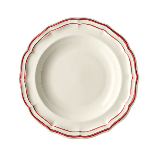 Box of 4 rim soup plate - Filet Red