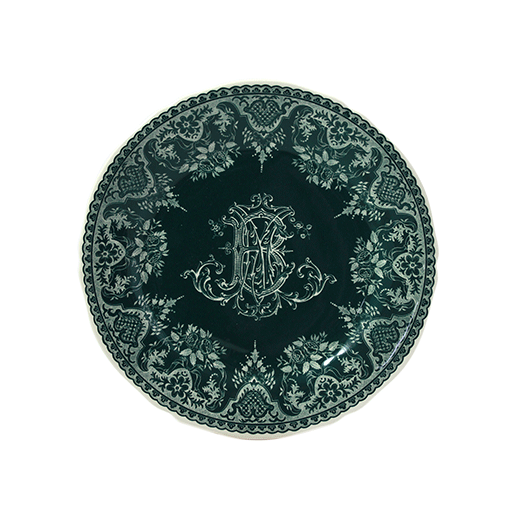 Coffret de 4 assiettes dessert monogramme - Les dépareillées vert 