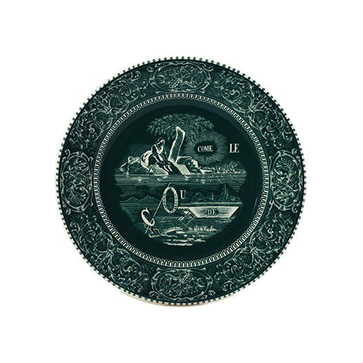 Coffret de 4 assiettes dessert rébus - Les dépareillées vert 