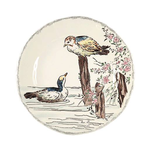 Dessert plate - long-tailed ducks - Grands Oiseaux - Ø 23,2 cm