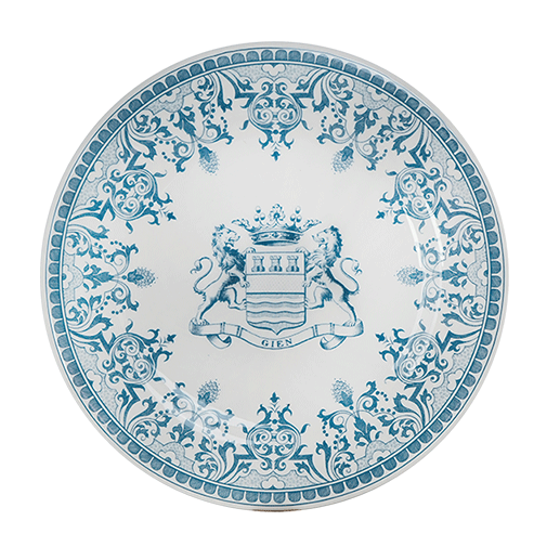 Coffret de 4 assiettes plates blason - Les dépareillées bleu 
