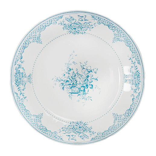 Coffret de 4 assiettes plates fleurs - Les dépareillées bleu