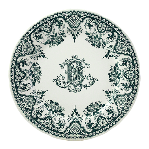 Coffret de 4 assiettes plates monogramme - Les dépareillées vert 