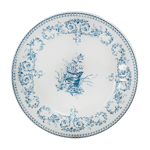 Coffret de 4 assiettes plates oiseau - Les dépareillées bleu